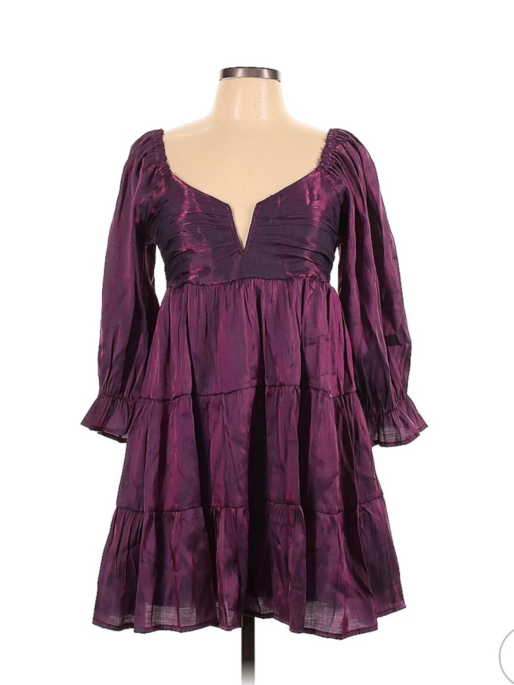 entro Purple Tiered Peasant Dress